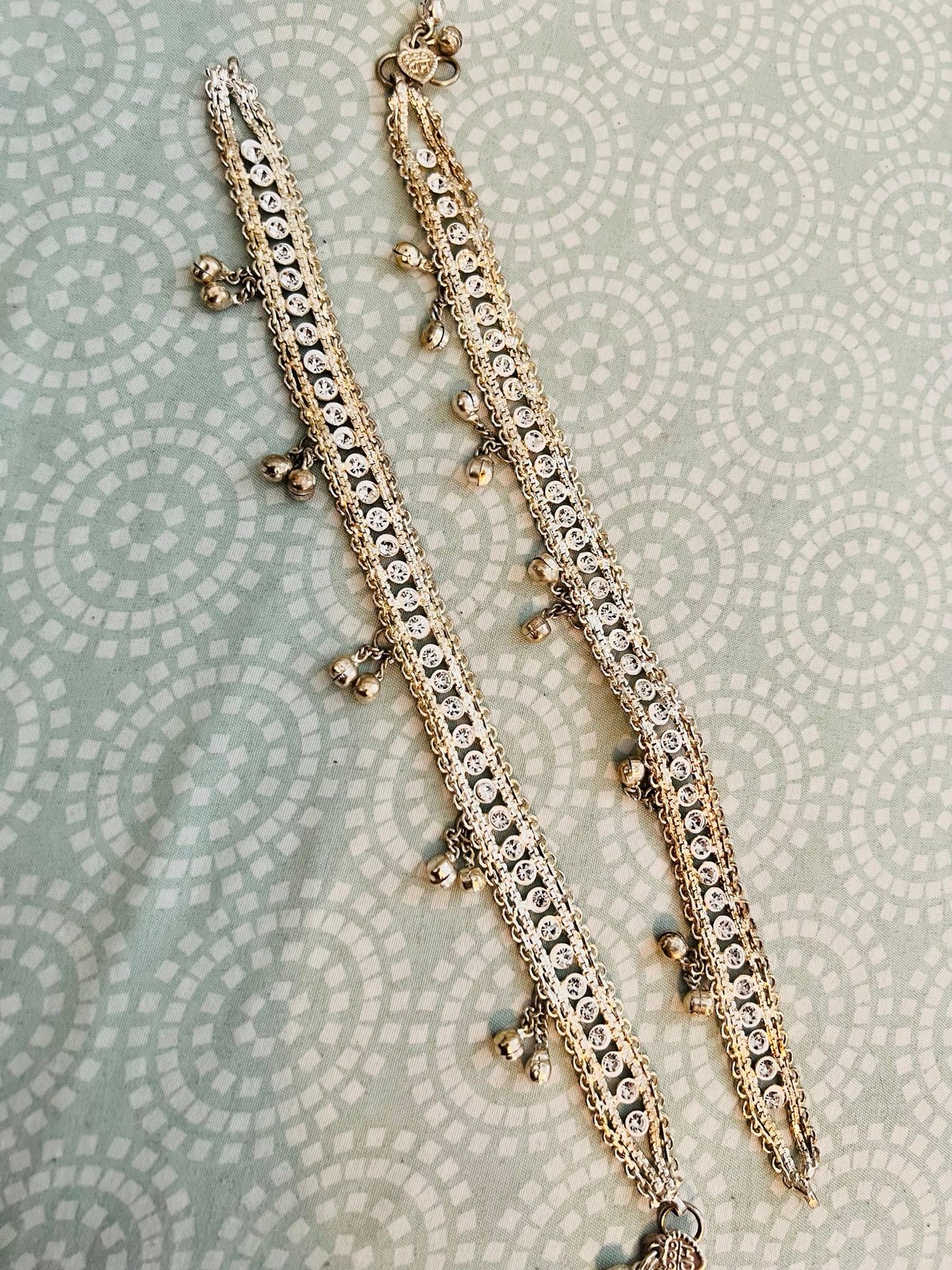 Pure silver anklets with bells