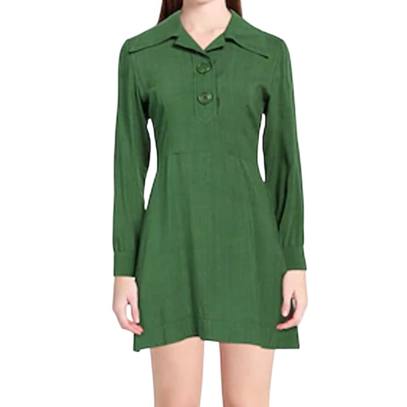 Ami Alexandre Mattiussi Green Long Sleeve Button Collar Dress Sz 42 / 10 NEW Tag