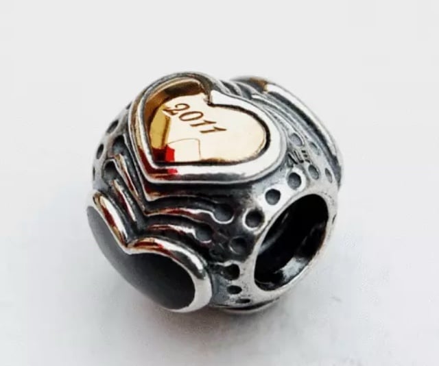 Pandora Midnight Heart Two Tone Limited Edition Onyx, 14kt Gold, Sterling