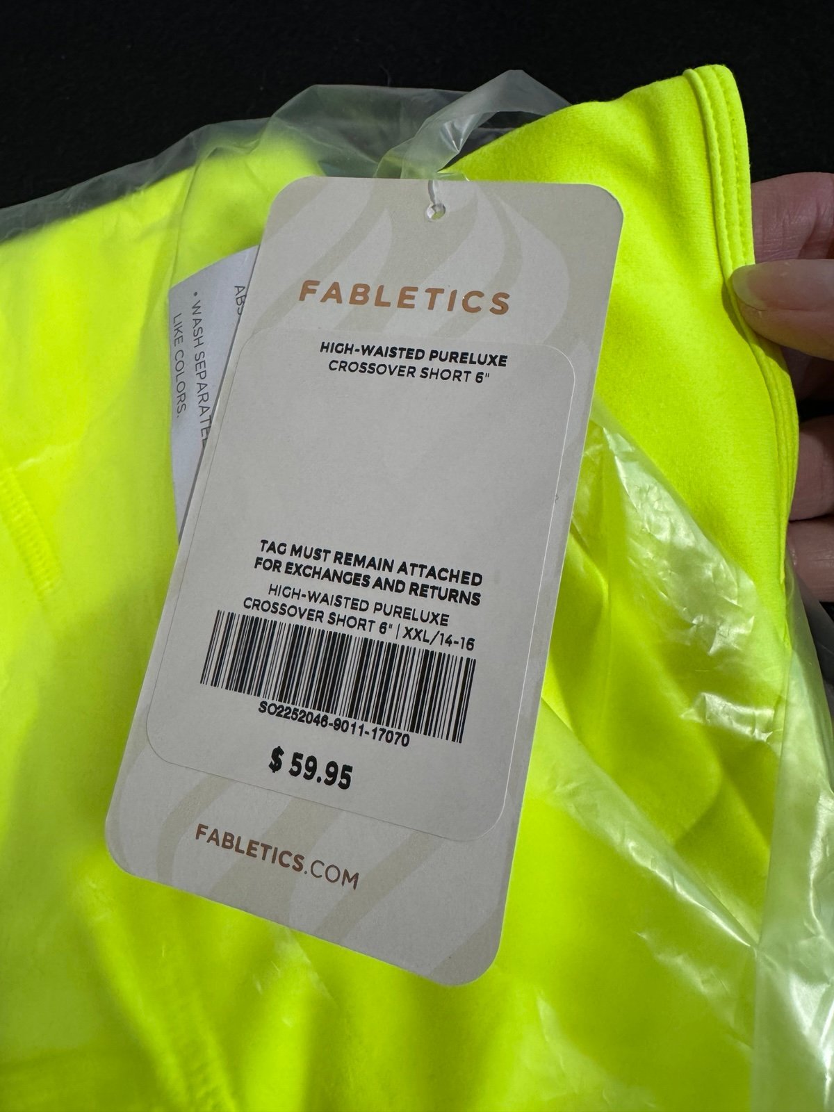 Women's Fabletics Oasis high-waisted pureluxe crossover 6” Shorts, Neon XXL NWT