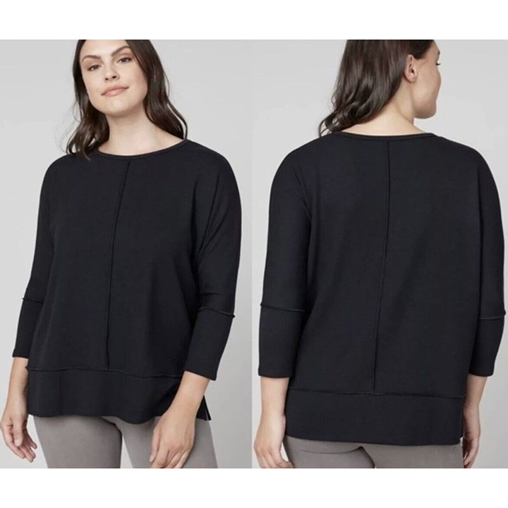 Spanx Perfect Length Dolman 3/4 Sleeve Top Small Black Soft