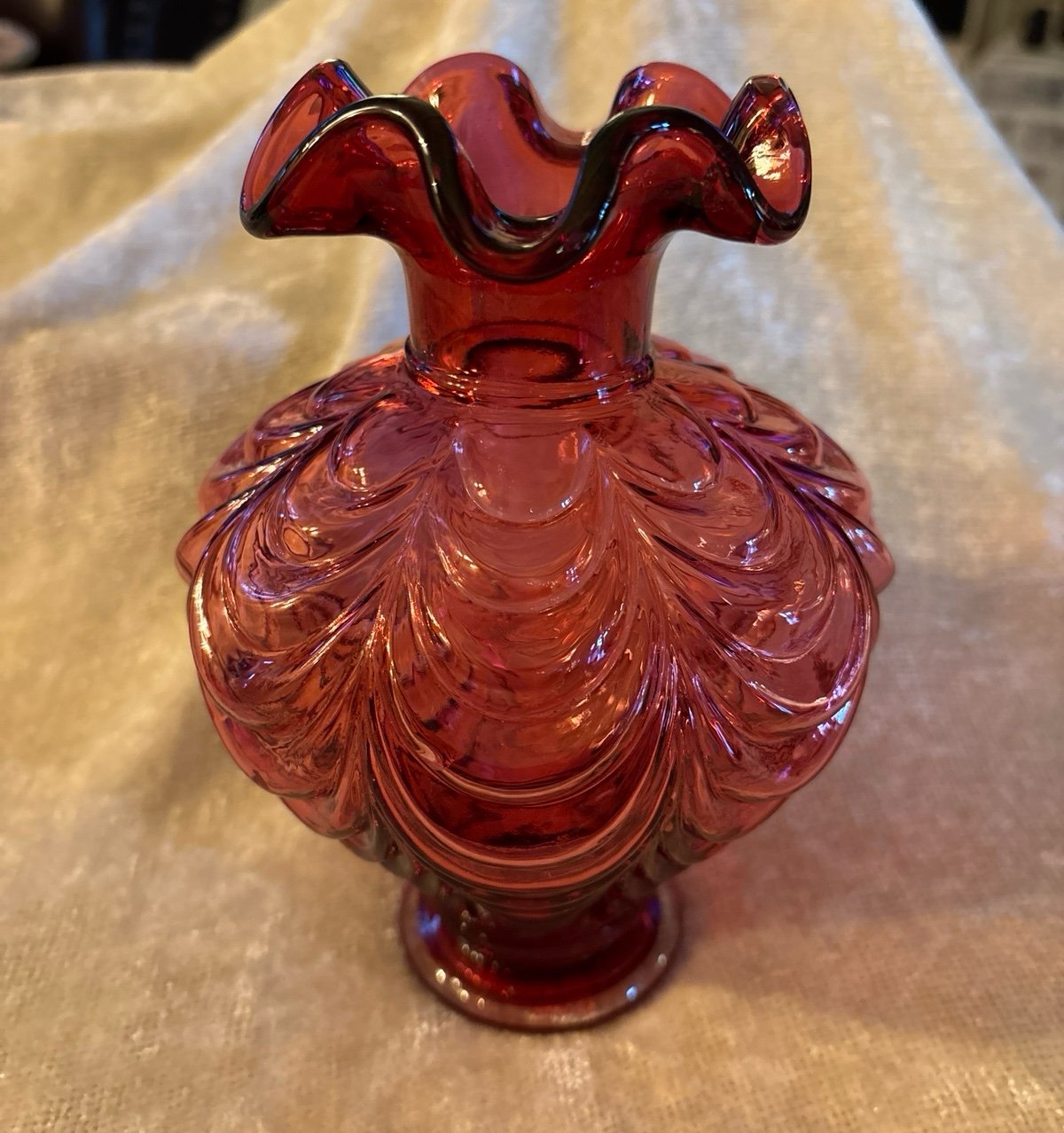 Cranberry Fenton Glass Vase