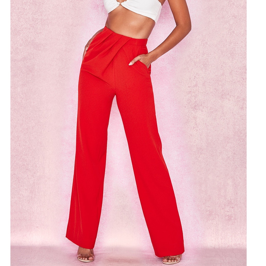 House of CB Cosima Red Drape Front Trouser