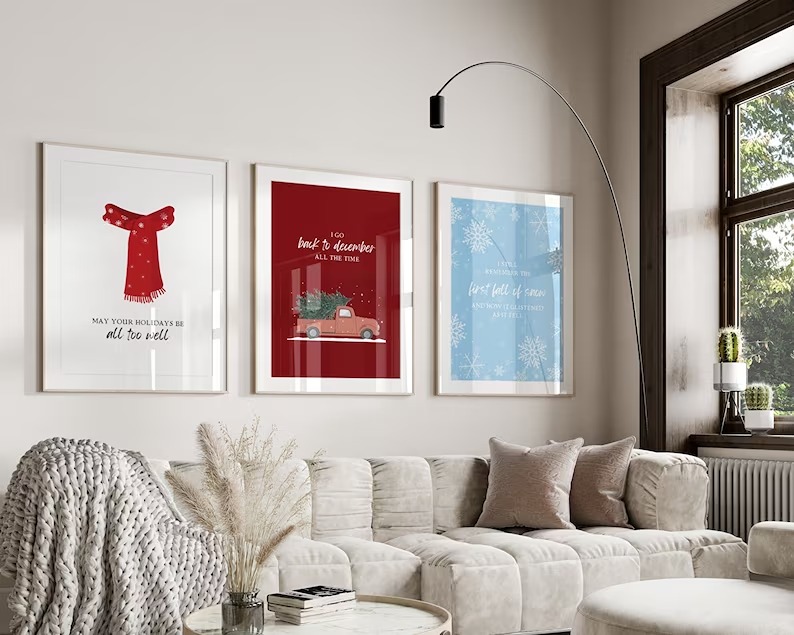 Set of 3 Taylor Swift Christmas Poster, Swiftie Holiday Wall Art Christmas Decor