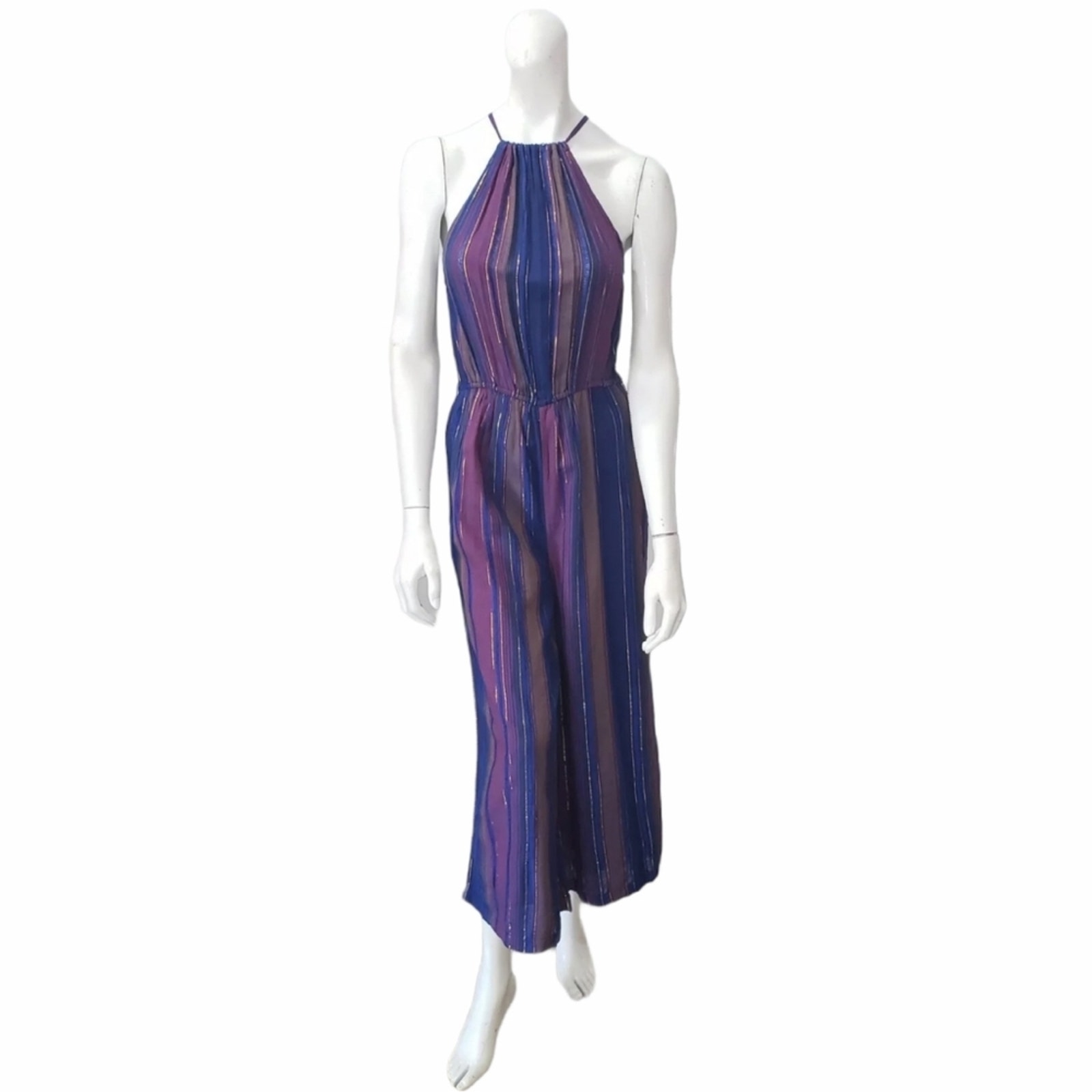 Cleobella Jumpsuit Boho Stripes Racer Back Handmade Size 2 Halter Jumper