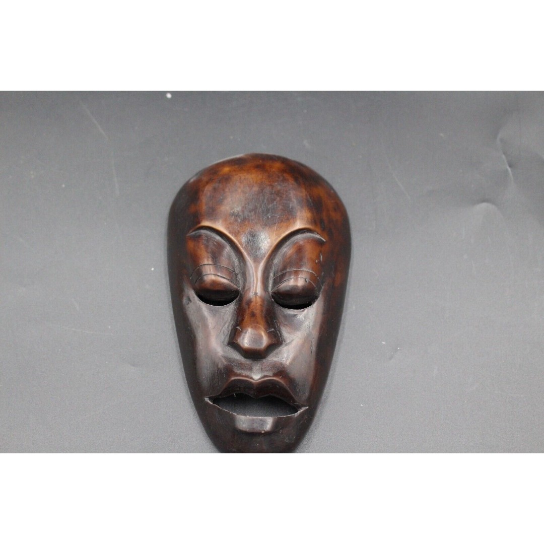 MASK striking face JAPANESE ANTIQUE Japan ART Sculpture WOOD CARVING WOODEN