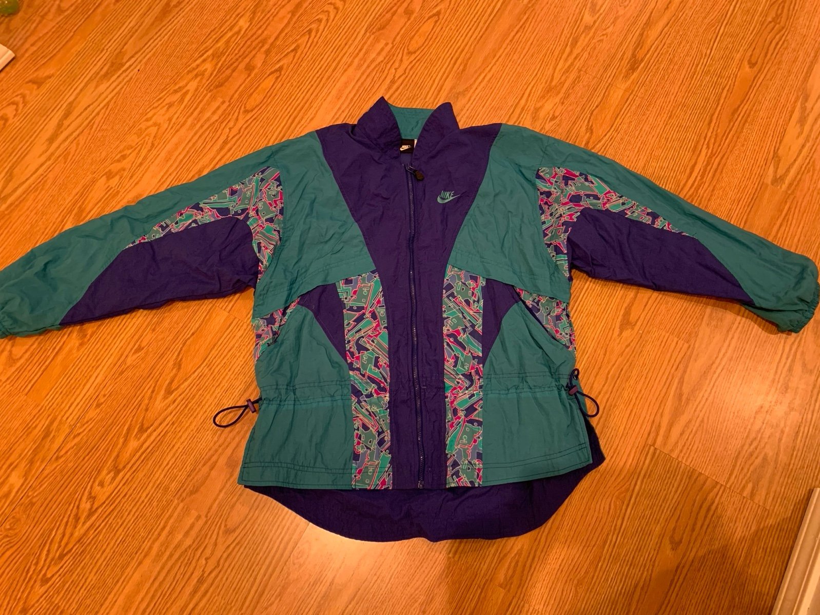 Vintage Nike Purple/Green Colorblock Full Zip Windbreaker Sz M 80s/90s
