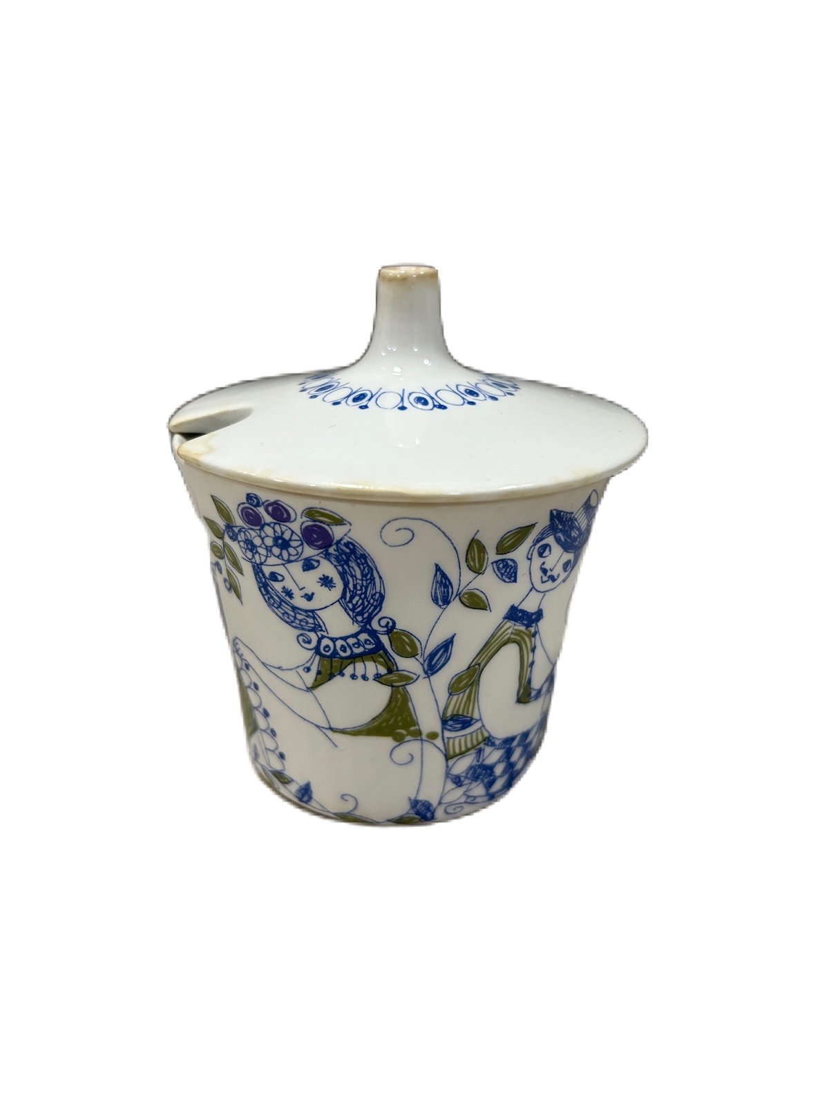 Figgjo Flint Turi Design Lotte Hand Painted Silkscreen Sugar Bowl Slotted Lid