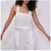LUNYA Woven White 100% Linen Cross Open back Cropped Tank Top New Sz M