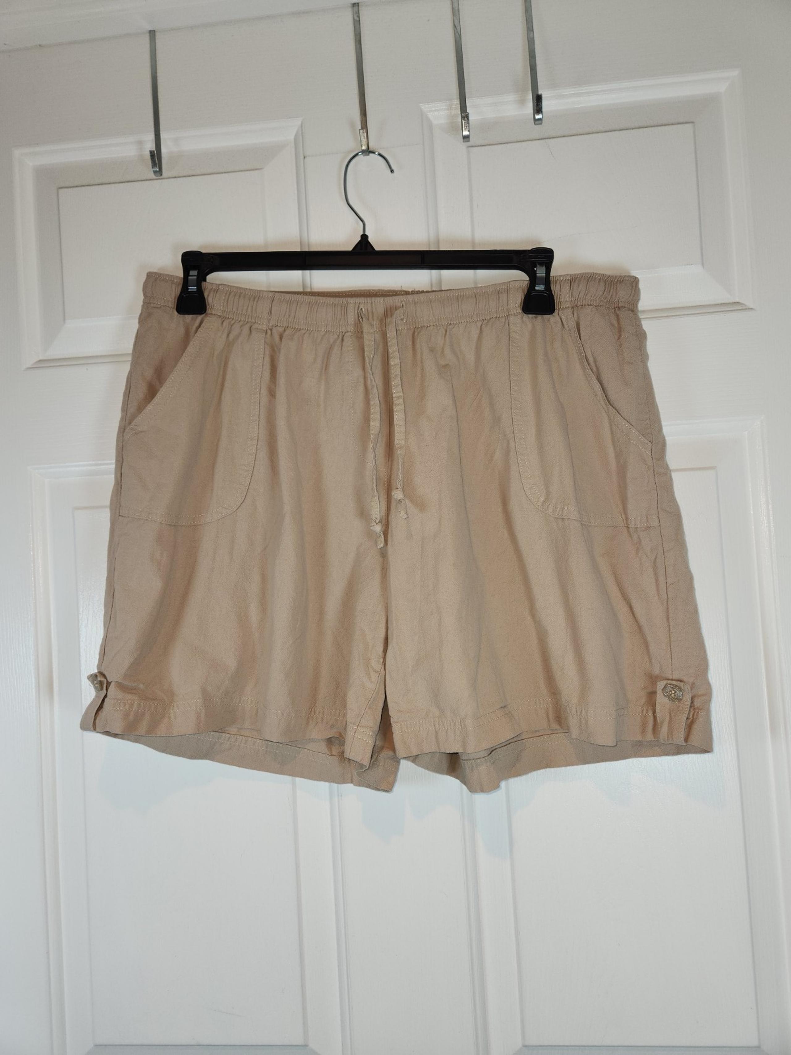 Women's sz XL Tan Khaki Shorts 100% Cotton Pockets Cathy Daniels