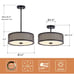 OUVR Close to Ceiling Light fixtures -14 inch Semi Flush Mount Ceiling Light, Dr