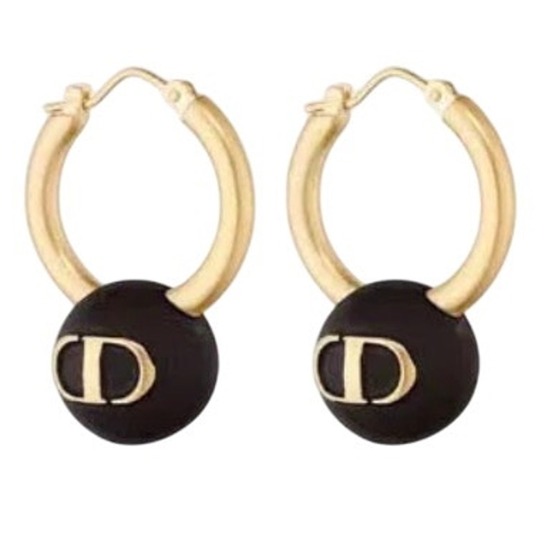 Christian Dior Black Dangle CD Signature Earring (CDXX011)