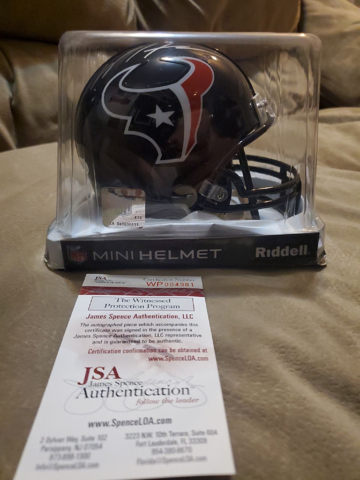 DeAndre Hopkins autographed Texans mini helmet JSA COA