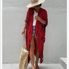 NEW Black & Red Open Front Kimono Cardigan