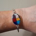 Sterling Silver Bangle Bracelet Colorful Southwest Mosaic Inlay Tiles.