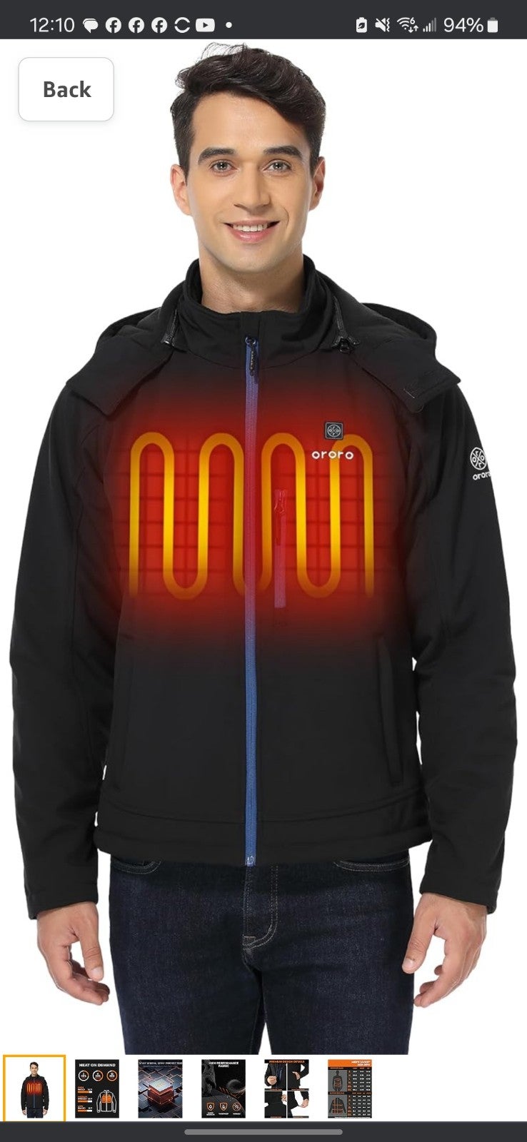 Ororo mens new 2xl heated jacket