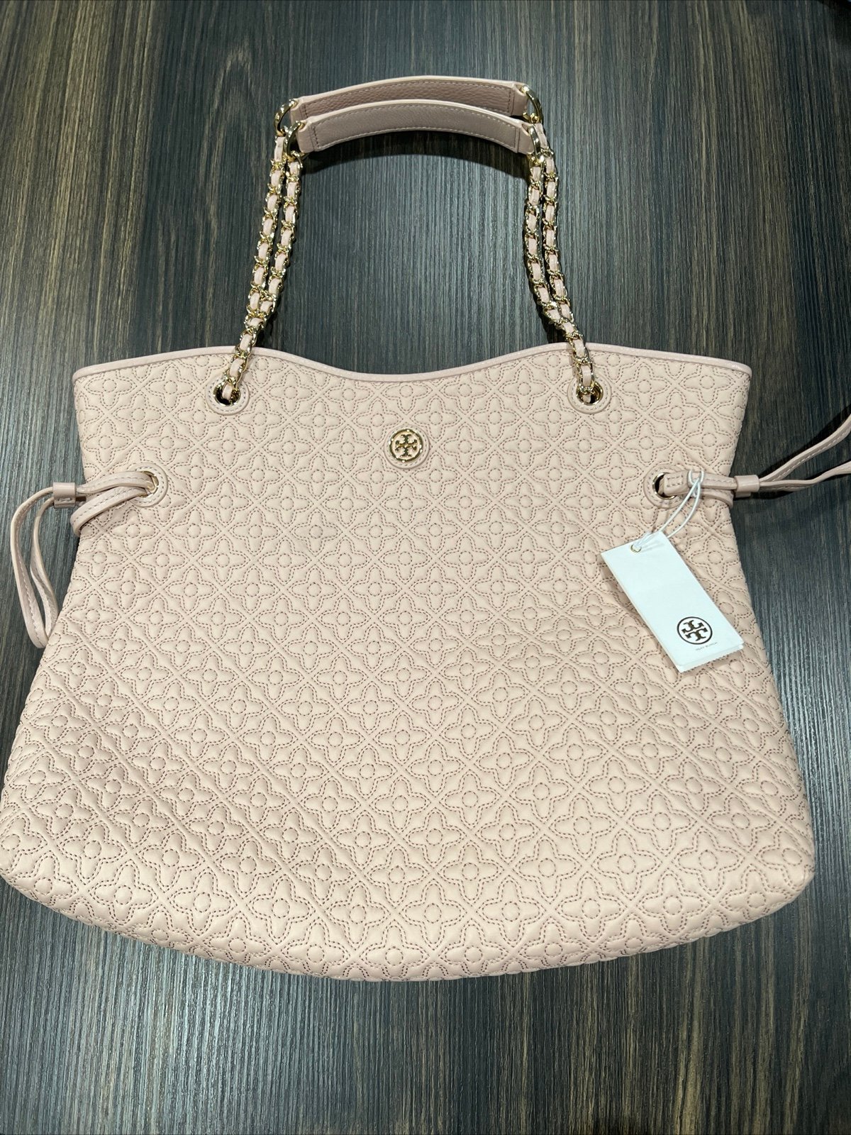 NEW Auth Tory Burch 650 Marion Quilted Slouchy Tote Bag Handbag, Light Oak
