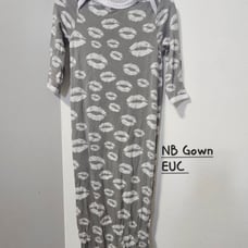Little Sleepies NB gray kisses gown