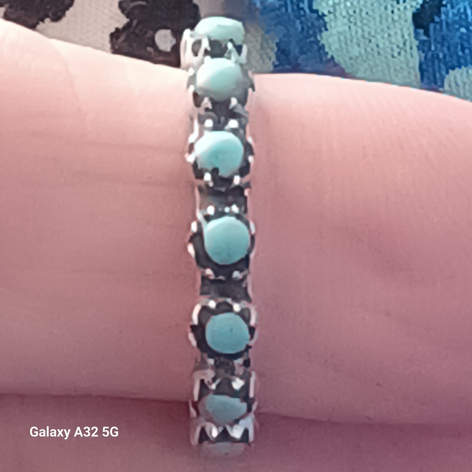 Vtg.MEXICO STERLING SILVER TURQUOISE BAND RING- SZ7
