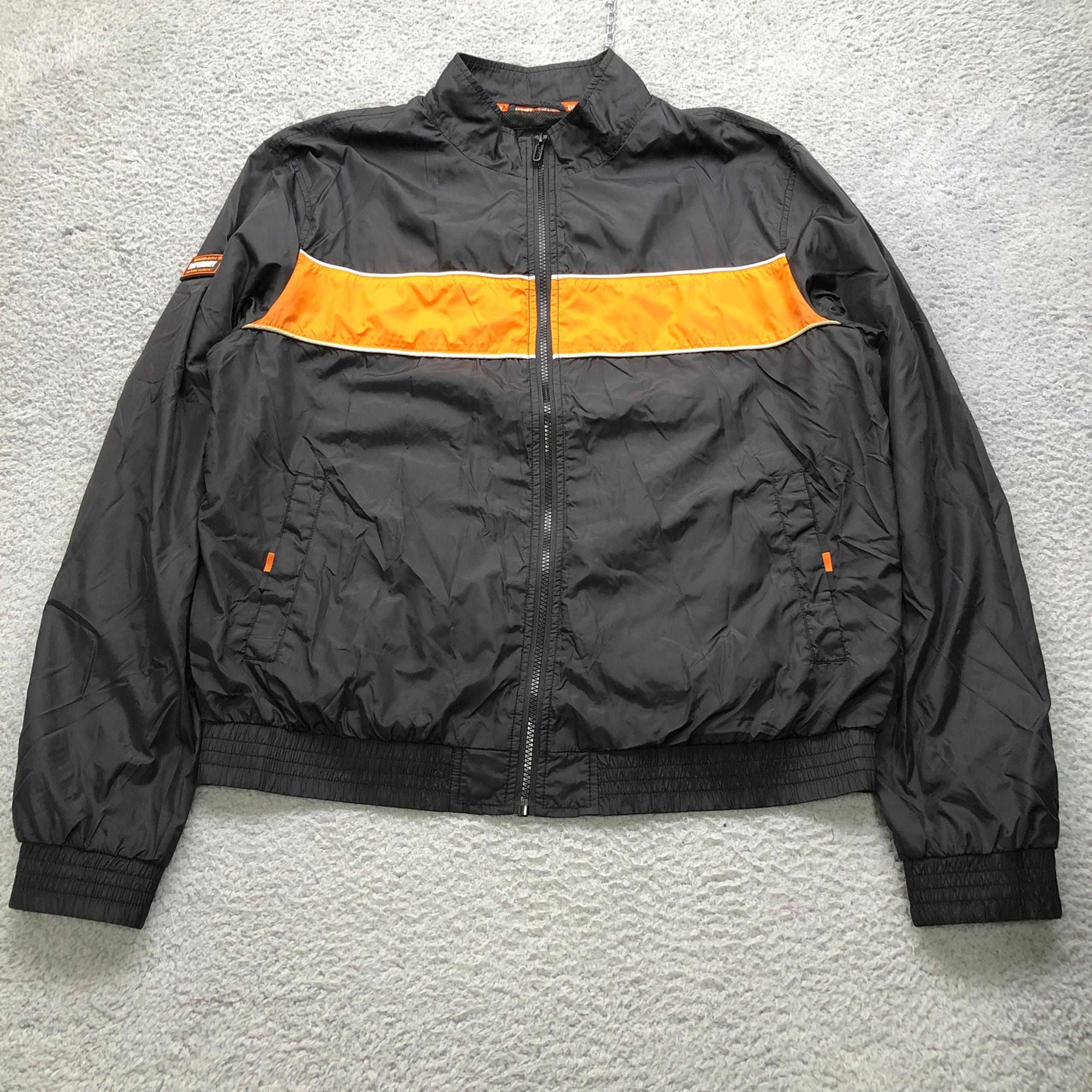 Superdry Premium Mechanic Mesh Lined Windbreaker Nylon Jacket Mens XL Black