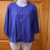 Eileen Fisher Blue Cropped Cardigan Organic Cotton Cashmere LG