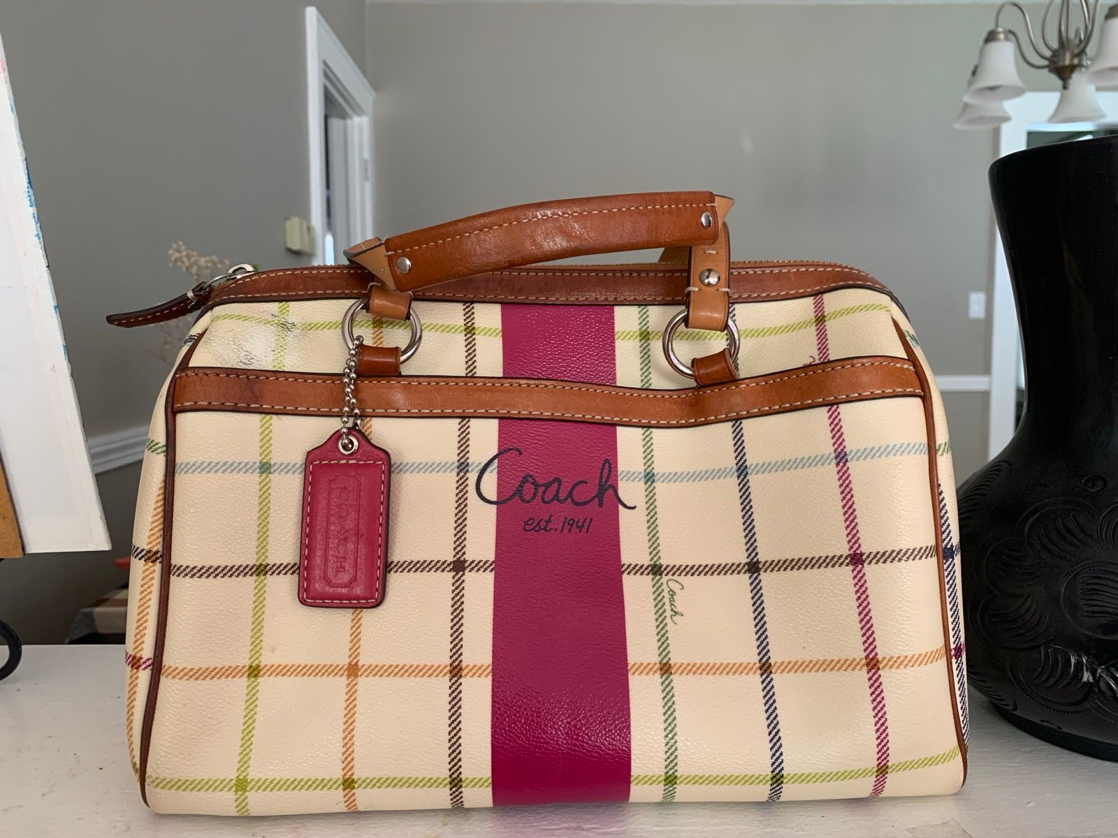 Coach Plaid Boston/ Duffle Bag