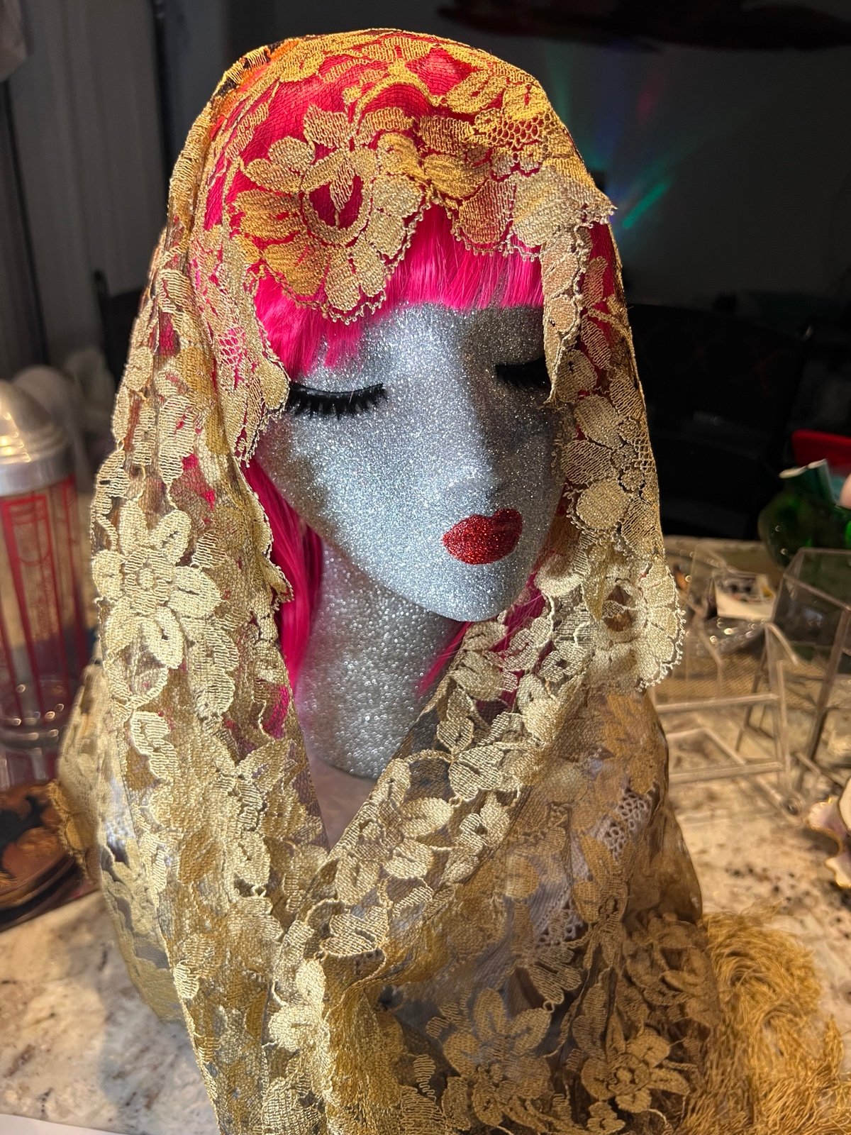 Brand new golden Spanish mantilla