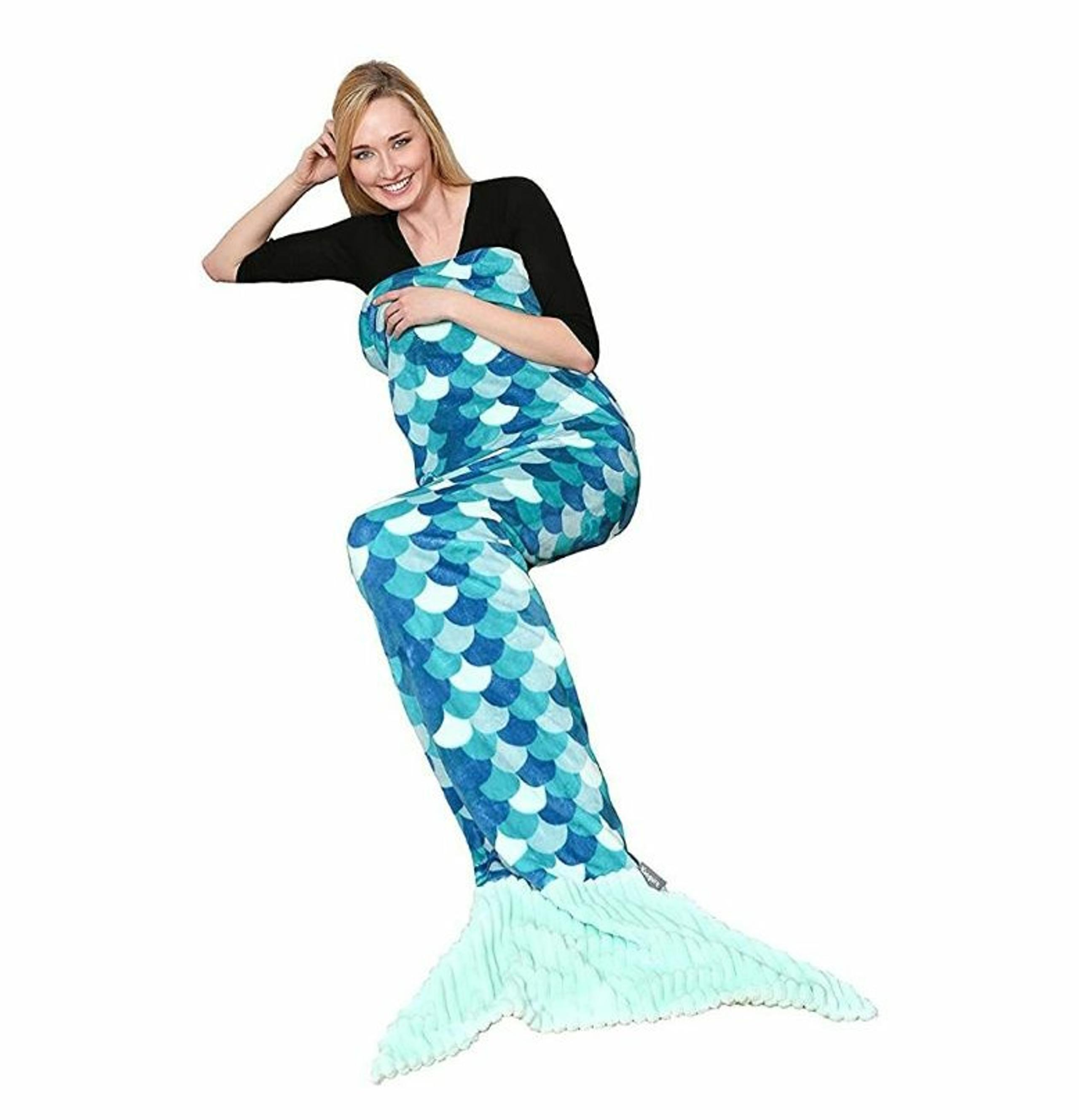 Turquoise Mermaid Tail Blanket for Adult
