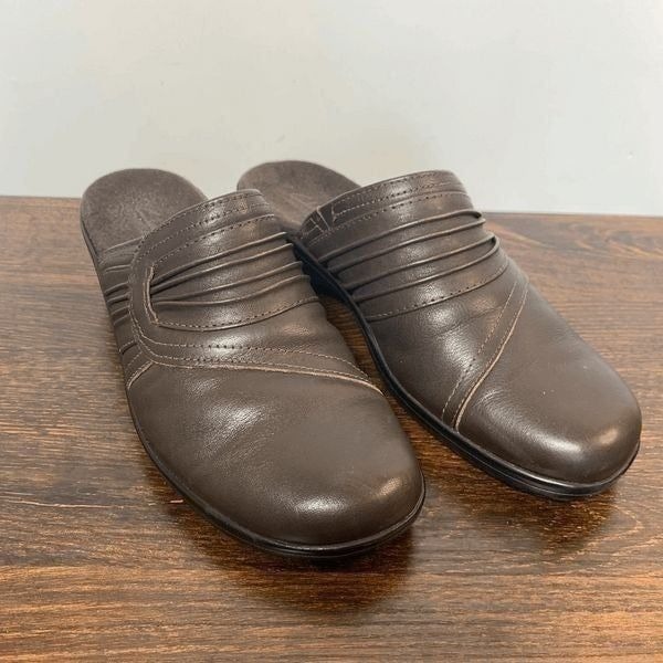 Clarks Bendables Brown Leather Mule Size