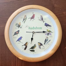 Mark Feldstein Audubon Singing Bird Wall Clock, Oak 13