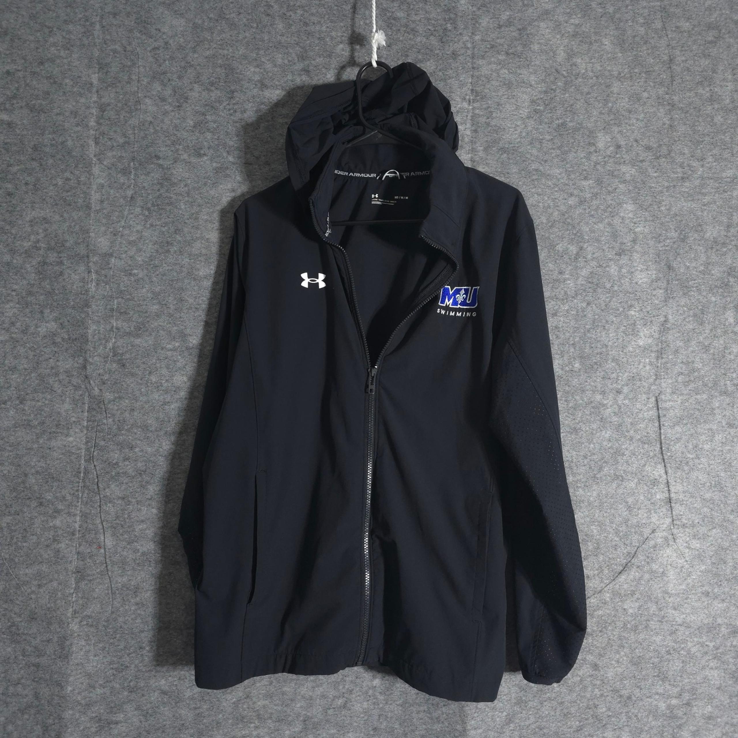 Under Armour Mens Training Jacket Full Zip Hooded Marymount Swimming MU Black M