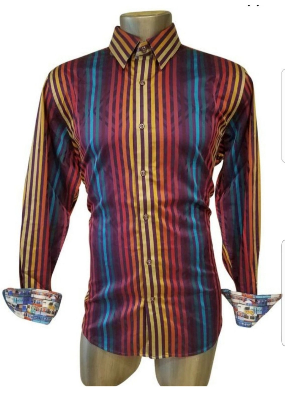 NEW ROBERT GRAHAM MULTI COLOR STRIPPED SHIRT LONG SLEEVES  SIZE XL.
