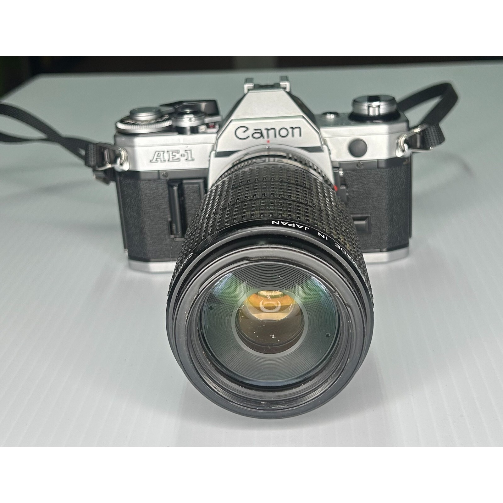 Vintage Canon AE-1 Silver 35mm Film Camera w/ FD 75-200mm f/4.5 Lens Japan Made