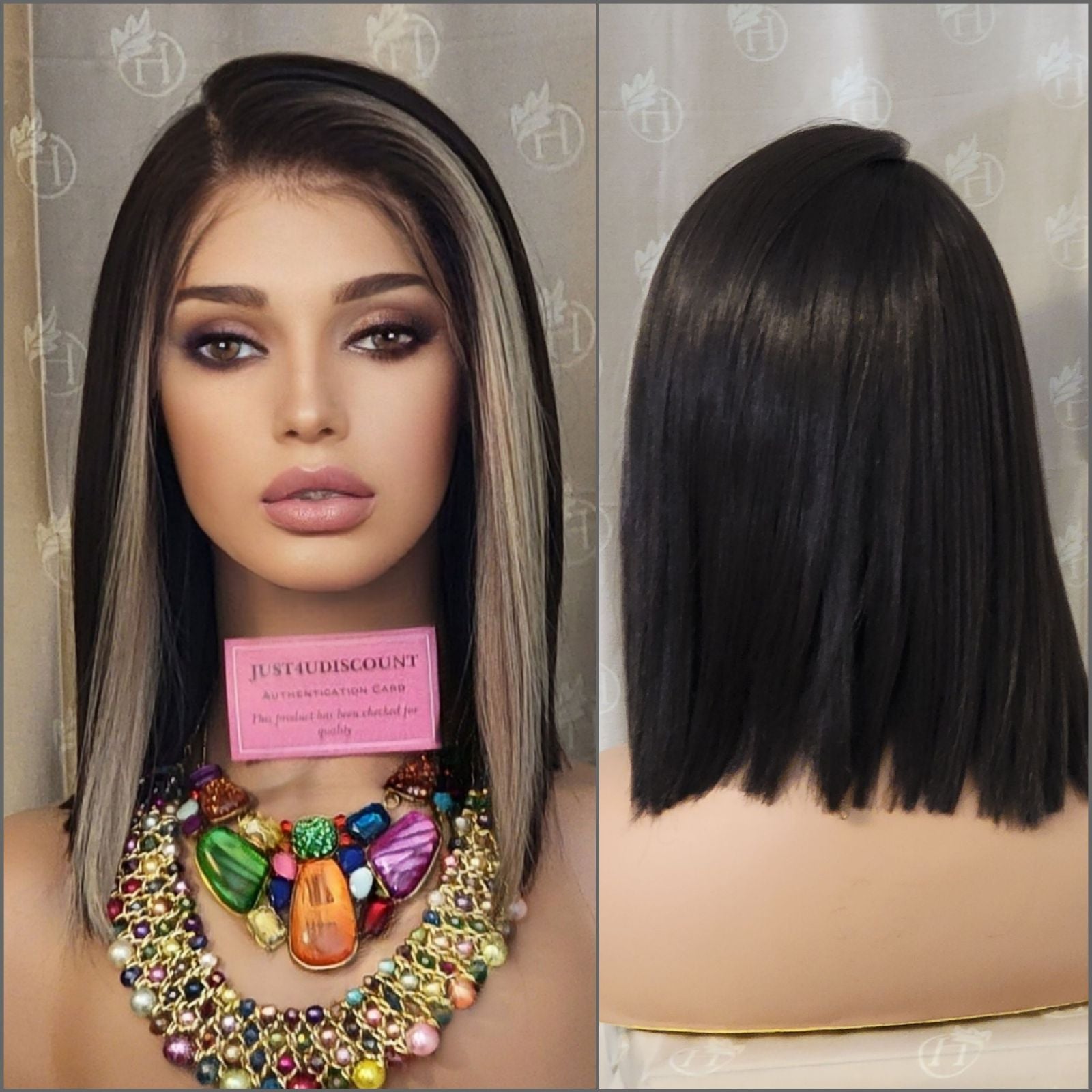 Wowfactor Freepart chocolate brown blonde highlighted h.d lace front wig