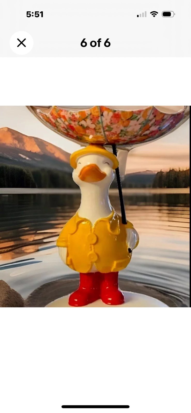 DUCKIES!! Duck/Swan 3-Wick Candle Stand. Jacket, Floppy Boots & Floral Umbrella
