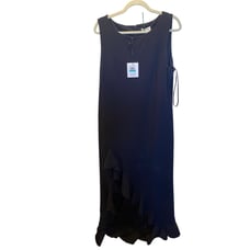 Stunning Formal NWT Navy Calvin Klein Maxi Gown Dress Ruffle 16