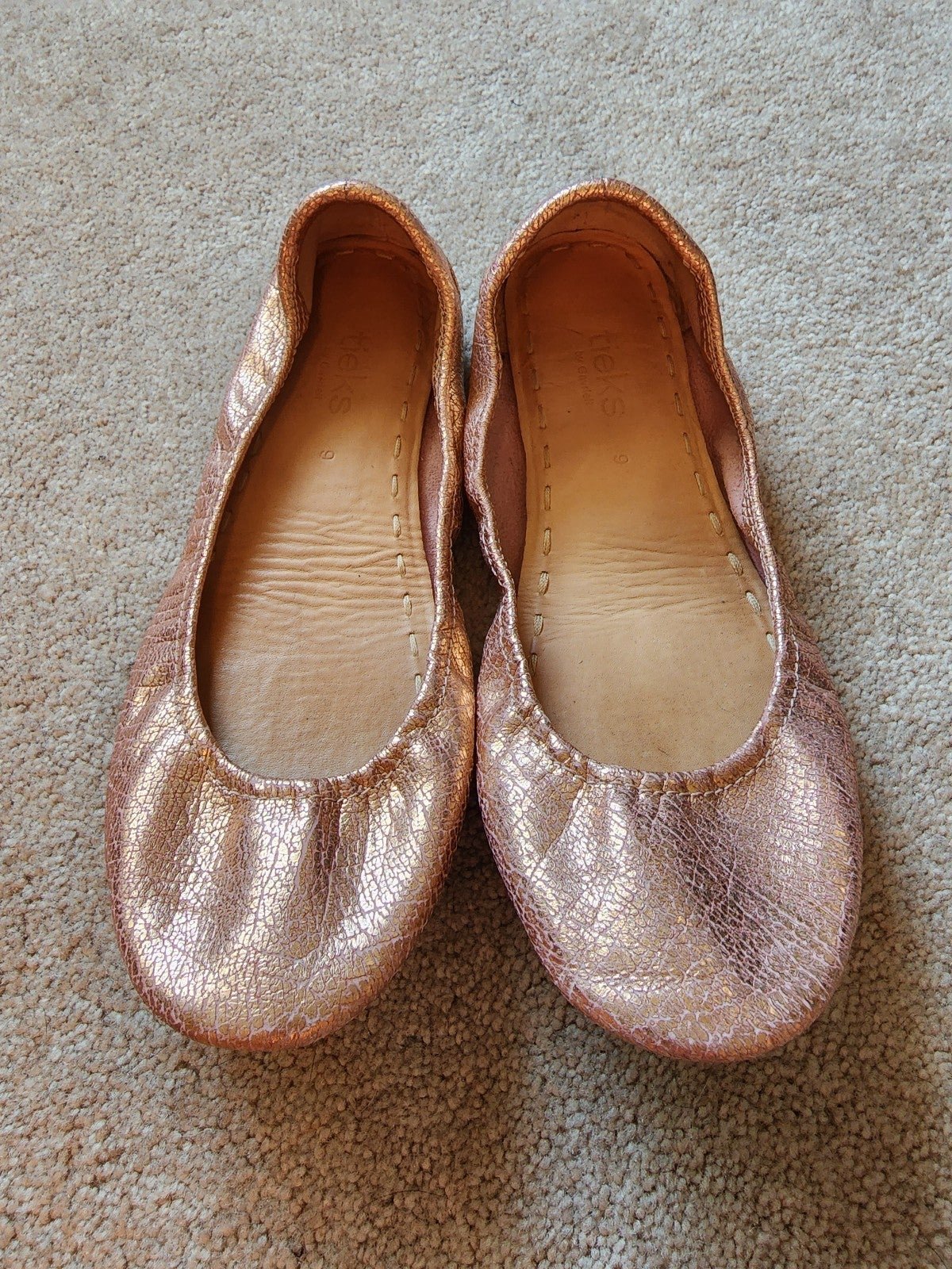 Tieks Rose Gold Glam Flats sz 9