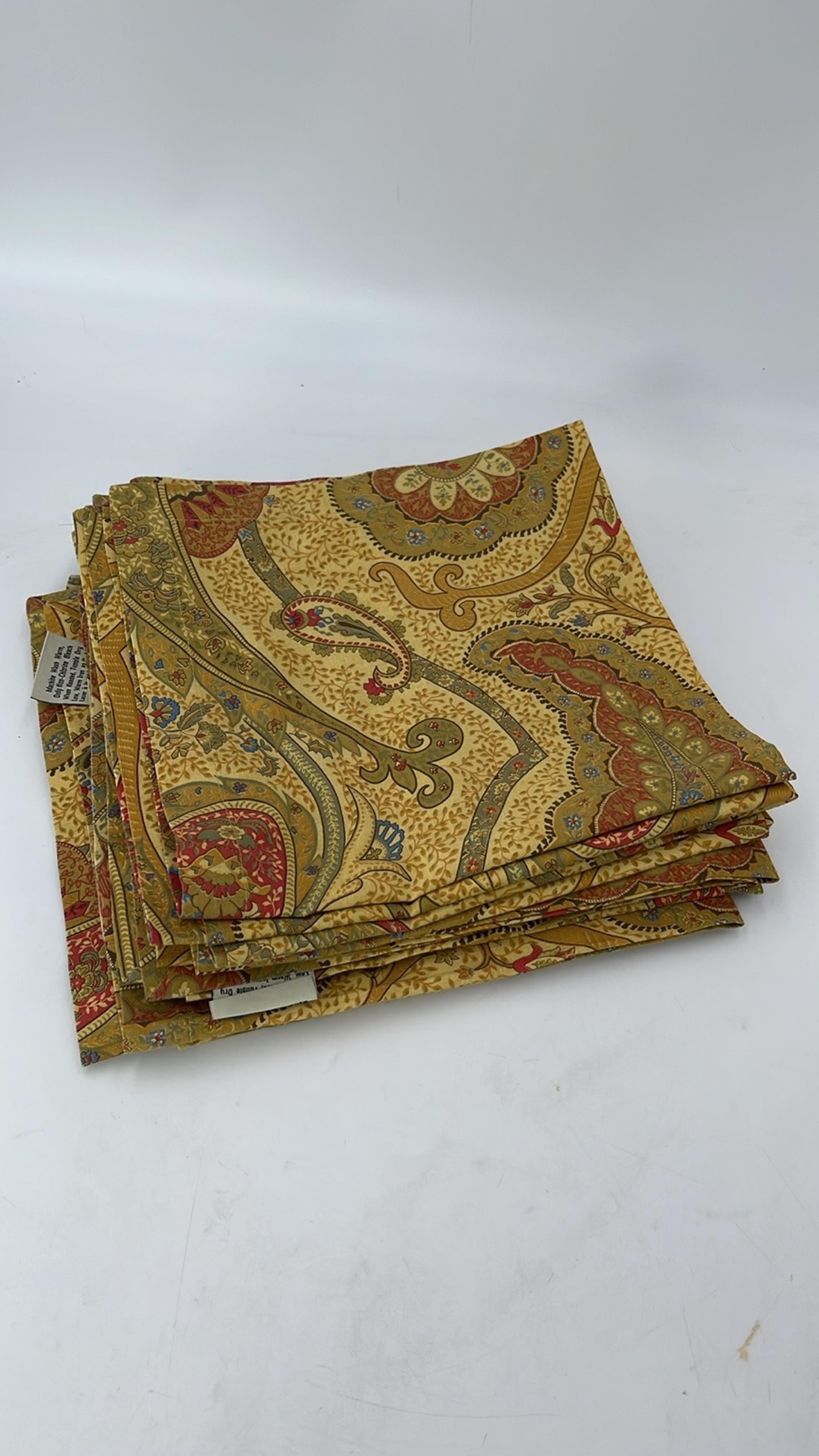 16 Pcs Pottery Barn Napkin Paisley Floral  20x20 Cotton Gold Red Blue Green
