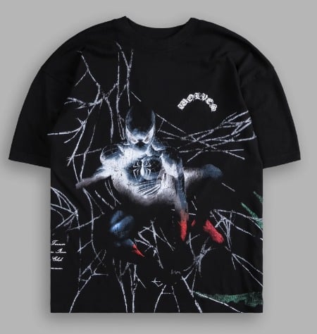 SPIDER-MAN MISTER NEGATIVE SIDE BY SIDE OVERSIZED TEE IN BLACK