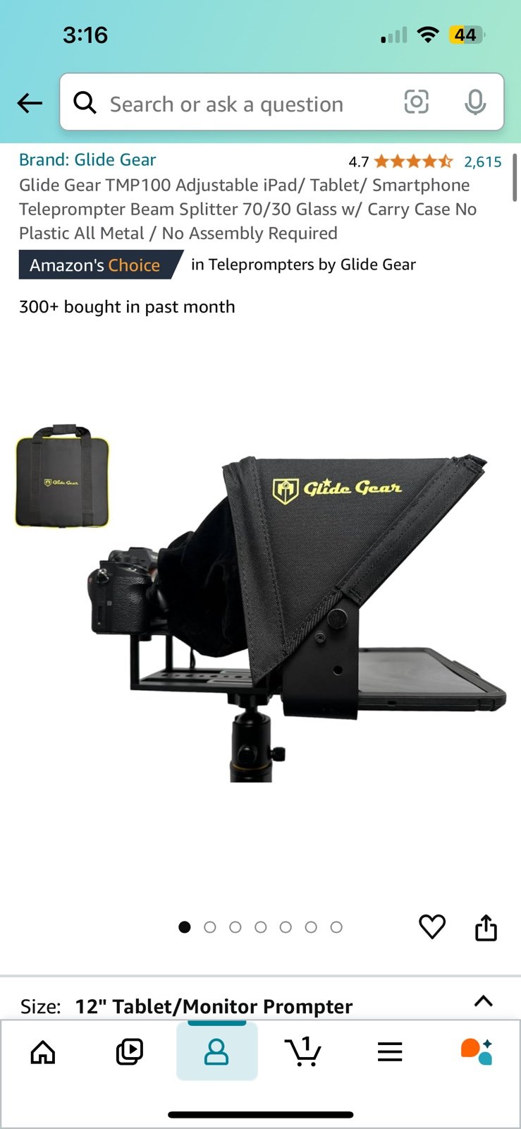 Glide Gear TMP100 Adjustable iPad/ Tablet/ Smartphone Teleprompter Beam Splitter