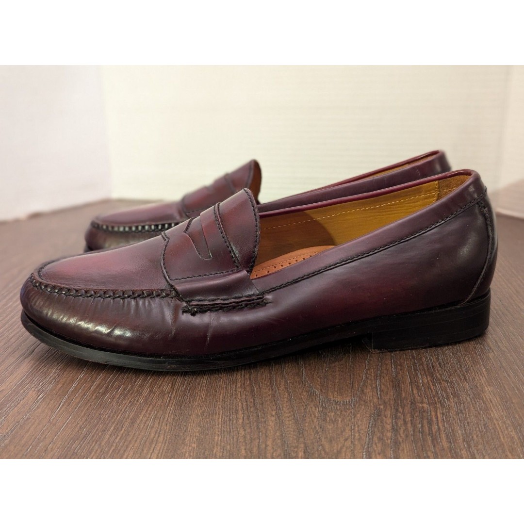 Cole Haan Air Mens Penny Loafers 10 W Wine Brown Leather Dress Shoes C06591