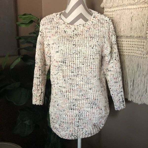 Tan Multi Color Confetti Sweater