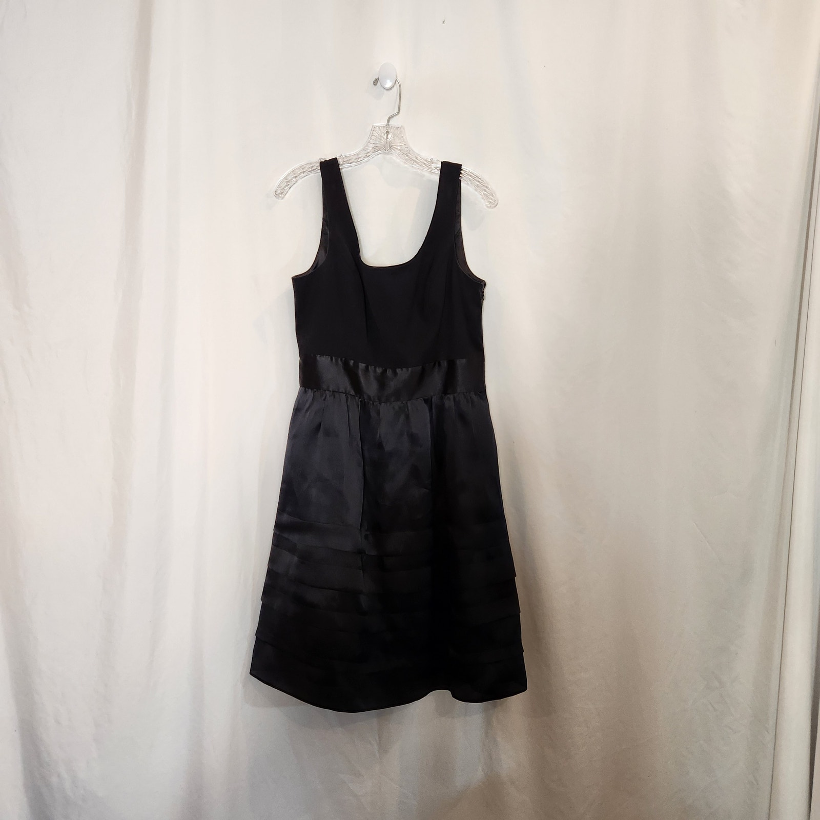 WHBM Black Silk Taffeta Tiered Dress Whimsigoth Goth Witchy LBD Wedding Size 10