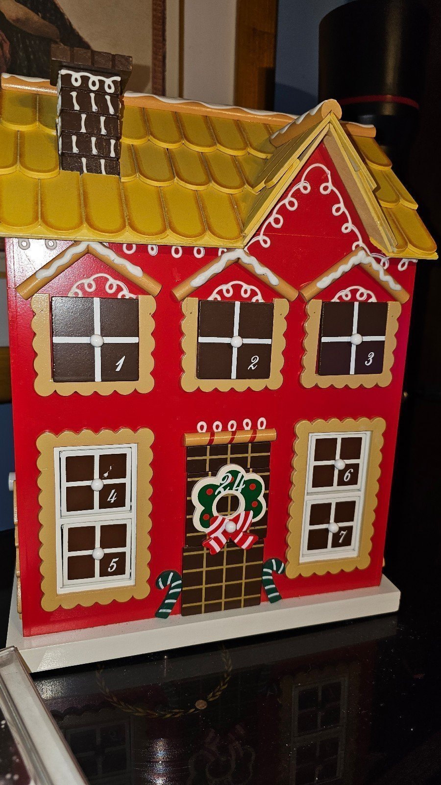 Wooden Gingerbread advent house countdown to Christmas