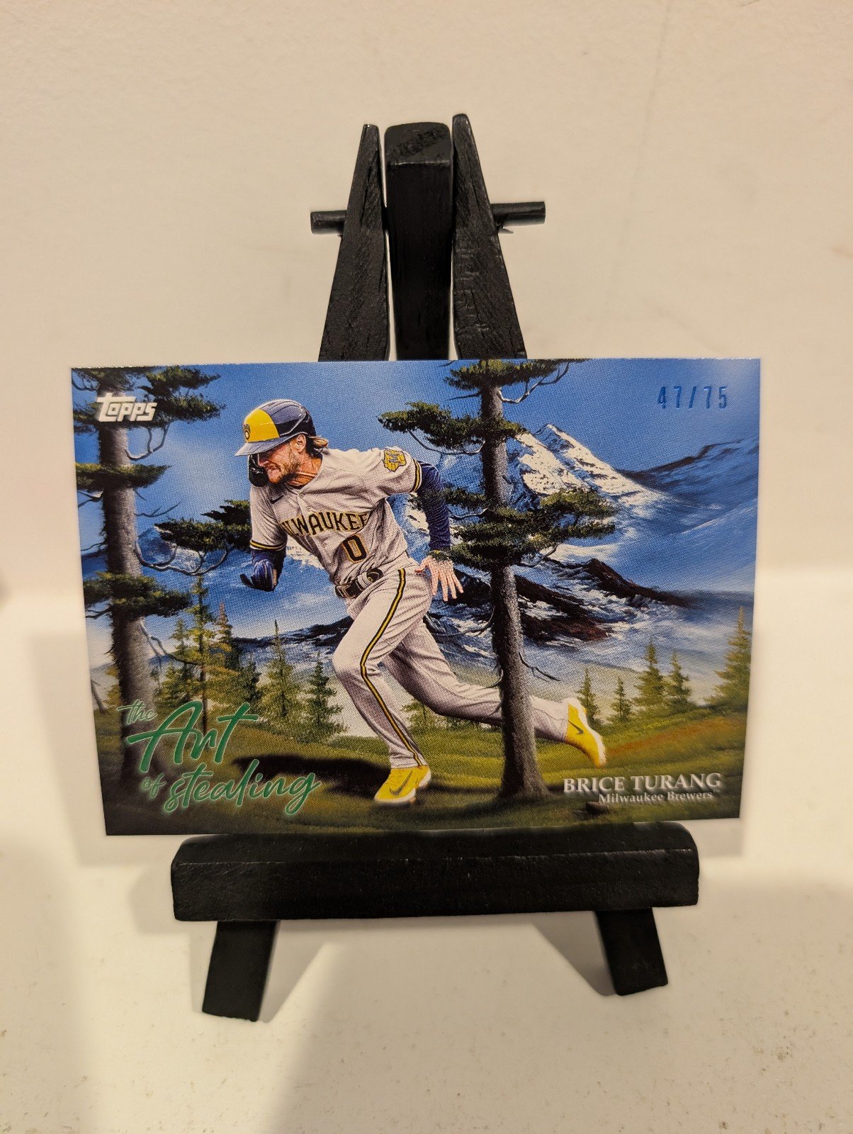 Brice Turang Art of Stealing 2025 Bob Ross The Joy of Baseball /75 SP Brewers