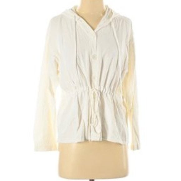 Ball of Cotton Vintage white Beachy hooded Oversized Slouchy Cardigan sweater S