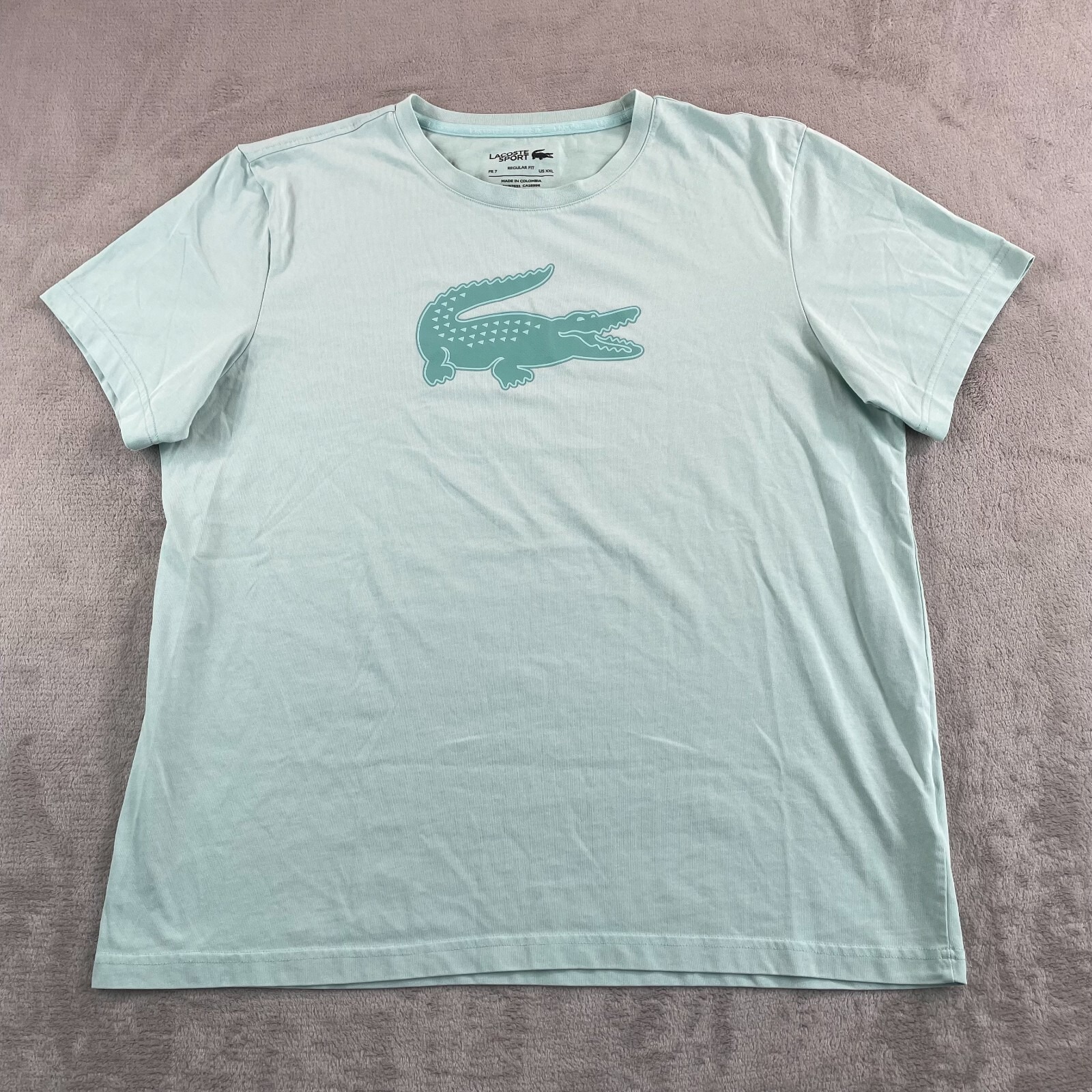 LACOSTE Ultra Dry Logo Sport T-Shirt Men 2XL Light Green Regular Fit SS NWOT 70