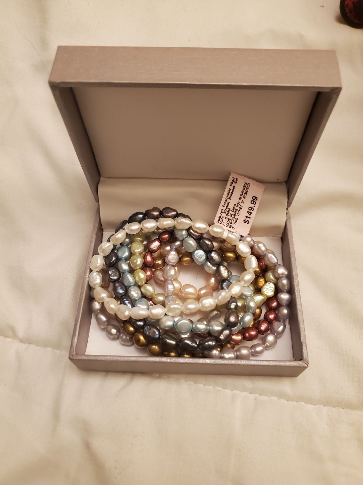 Cultured Freshwater Genuine Pearl Stretch Bracelet Set Lot 10 Pc