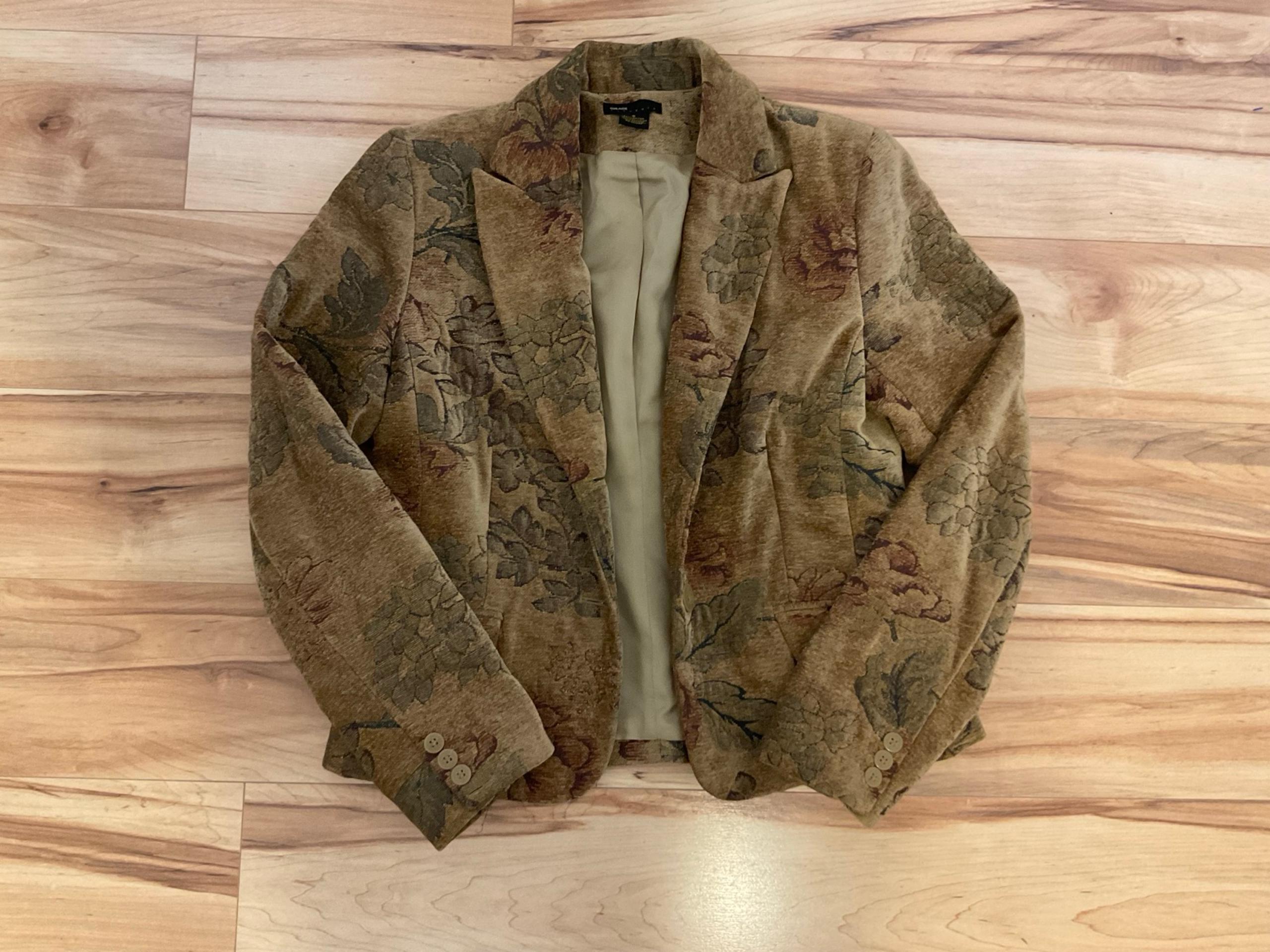 Floral Brocade Two Button Faux Pocket Women Size 8 Blazer - Grace Elements