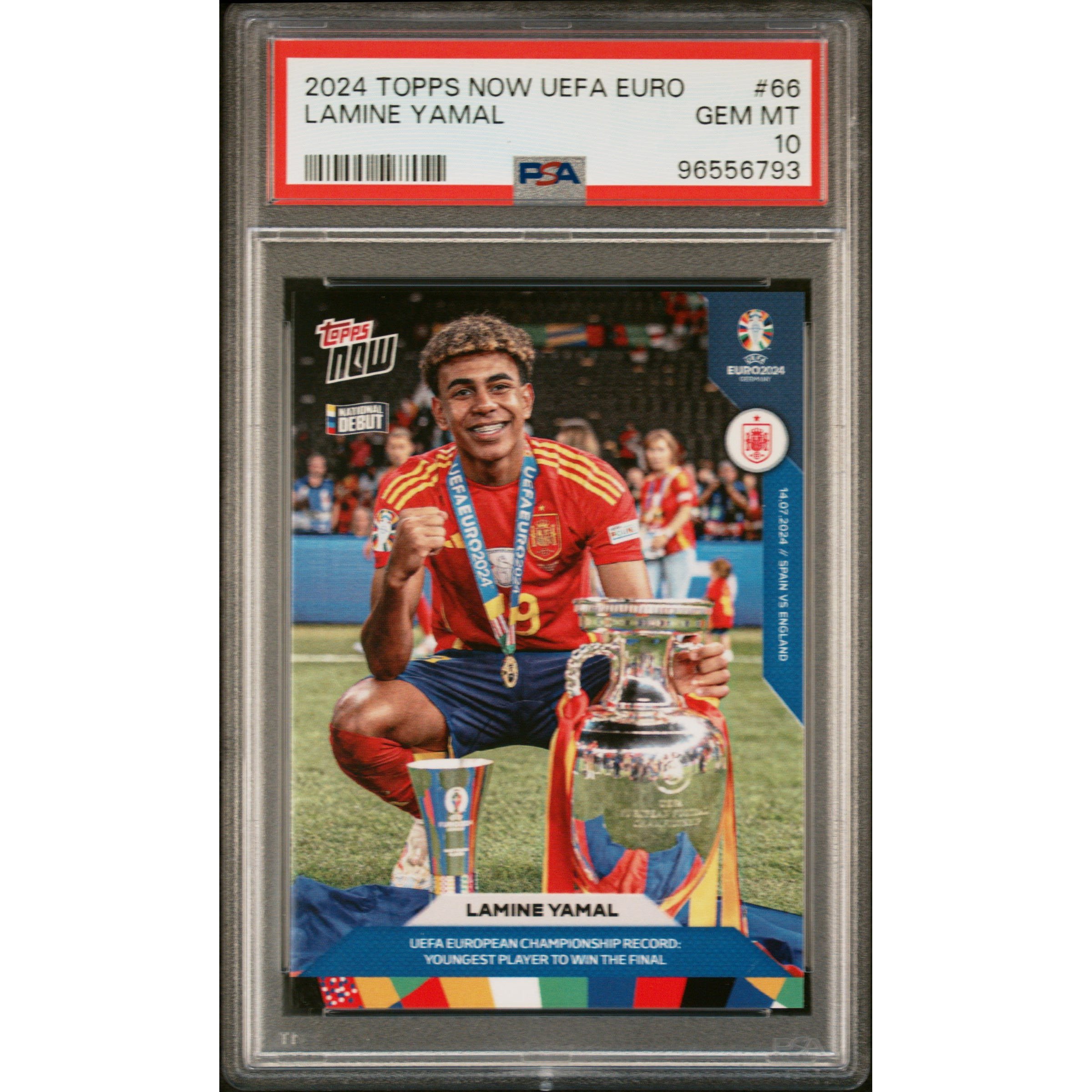 Graded 2024 Topps Now UEFA Euro Lamine Yamal #66 Rookie Soccer Card PSA 10